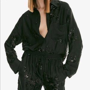 Zara sequin embroidered SET shirt and pants size S - bloggers favorite